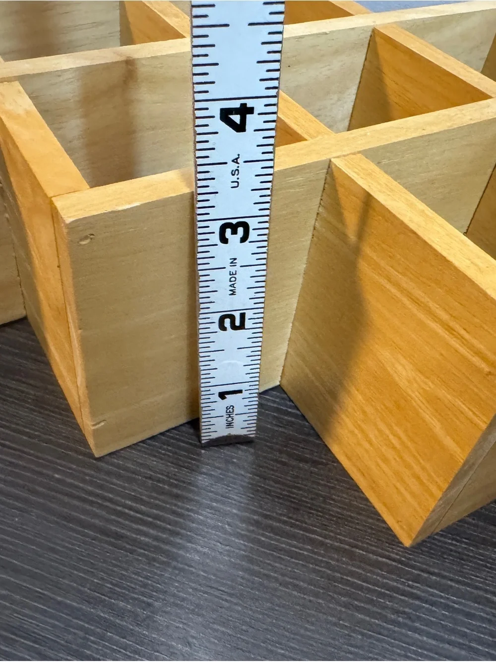 Wooden Diamond Grid Wall Shelf Spice Rack or Knicknacks - Natural Brown